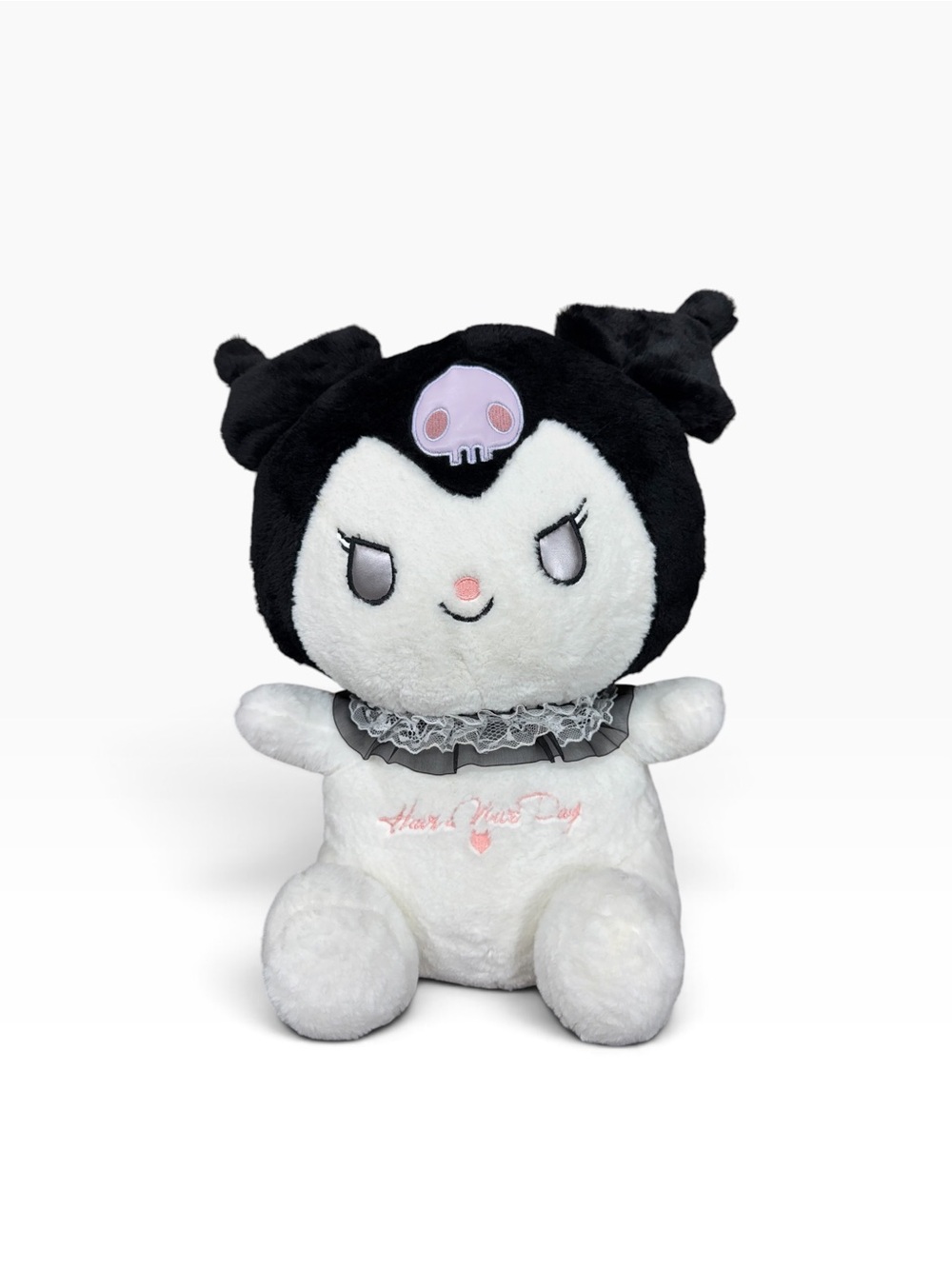 Kuromi-Inspired Plush Toy - Black and White Cute Skull Character